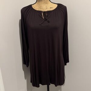 LuLaRoe Brown Tie-Neck Long Sleeve Tunic